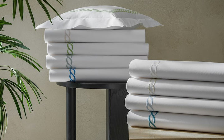Matouk Classic Chain Bedding Aqua