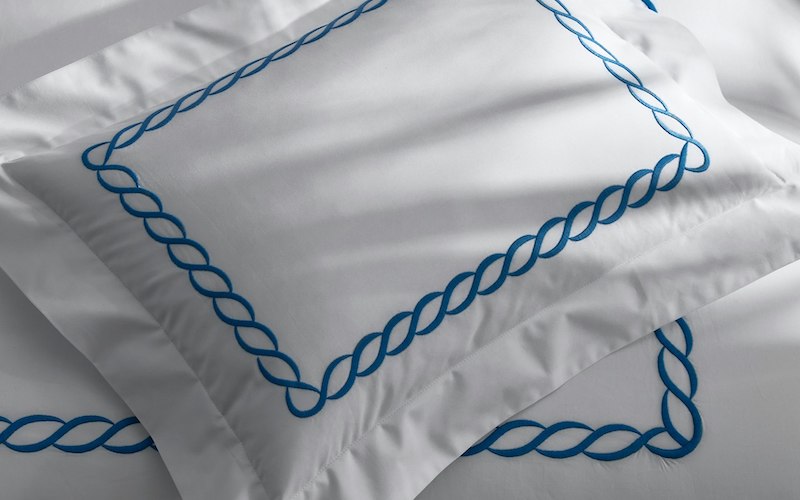 Matouk Classic Chain Bedding Aqua