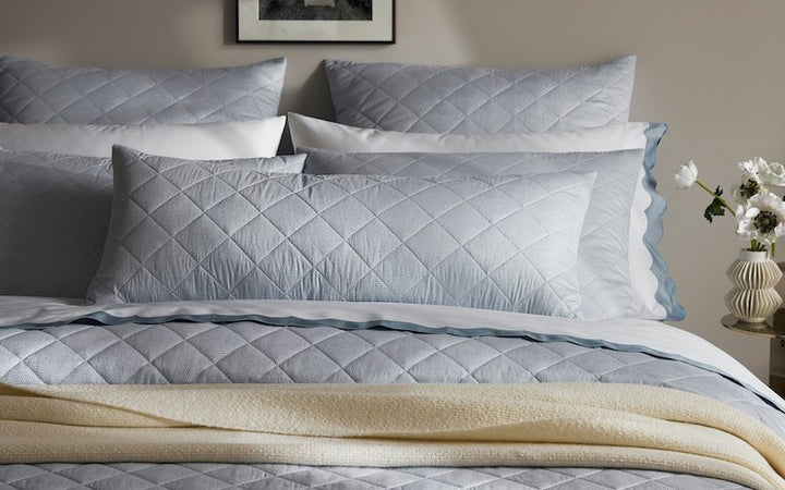 Matouk Jasper Quilt Steel Blue