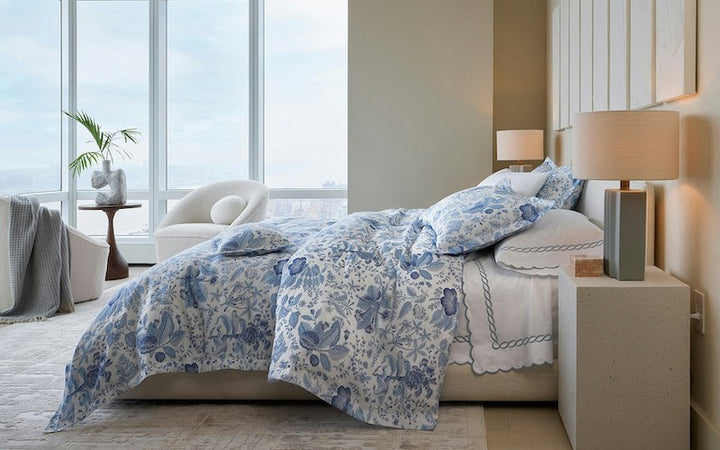 Matouk Classic Chain Scallop Hazy Blue