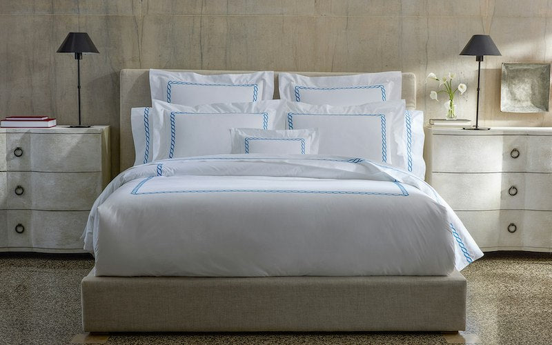 Matouk Classic Chain Bedding Aqua