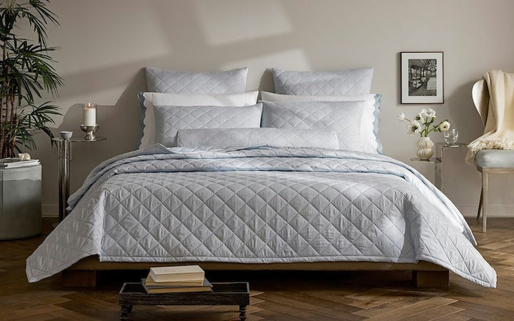 Matouk Jasper Quilt Hazy Blue