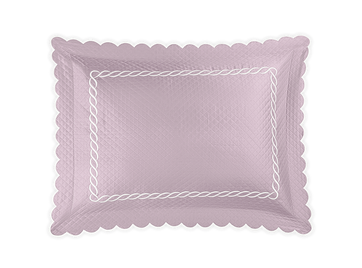 Matouk Classic Chain Scallop Matelasse Deep Lilac and Bone
