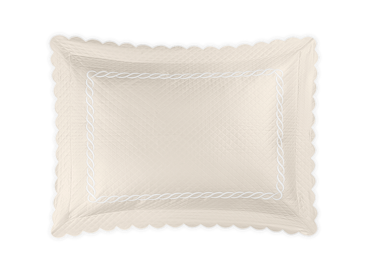 Matouk Classic Chain Scallop Matelasse Dune and Bone