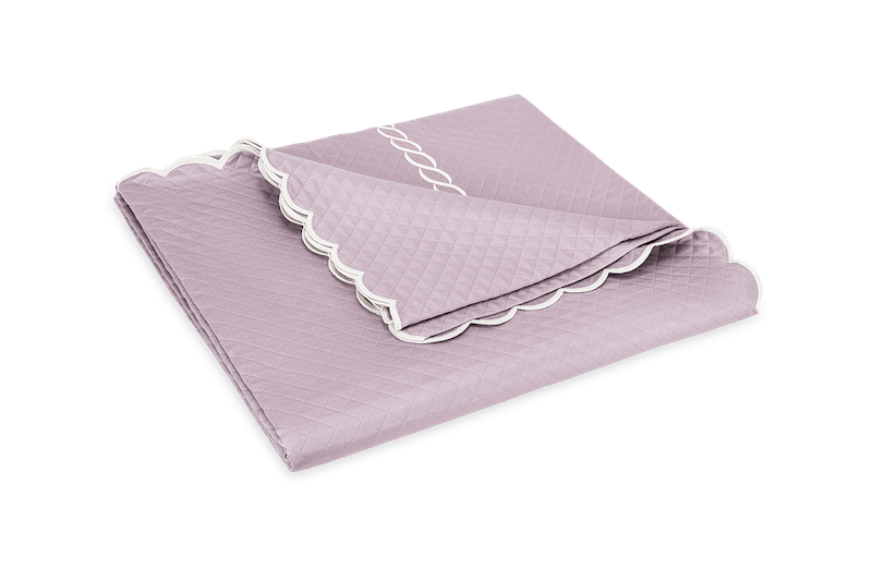 Matouk Classic Chain Scallop Matelasse Deep Lilac and Bone