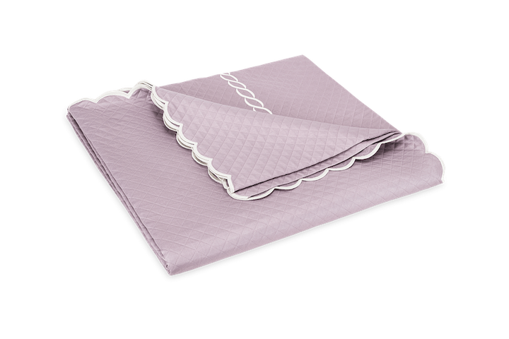 Matouk Classic Chain Scallop Matelasse Deep Lilac and Bone