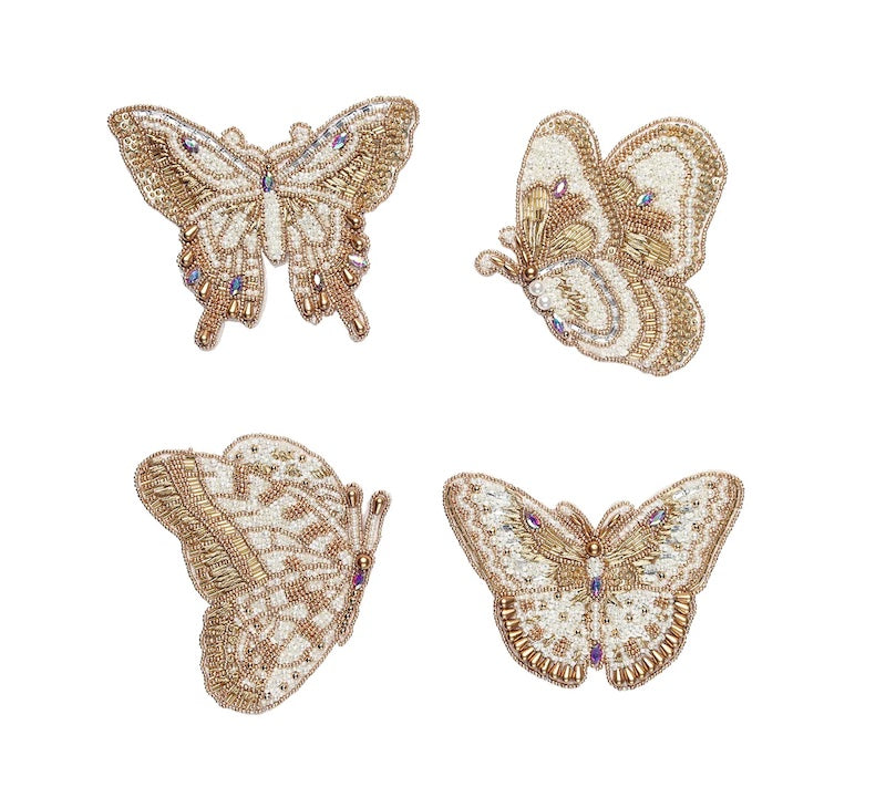 Papillon Coasters in Ivory & Gold