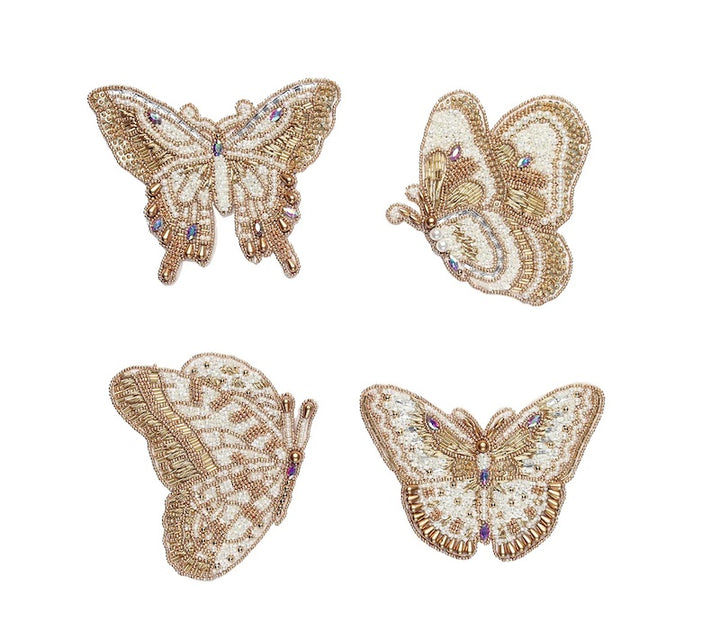 Papillon Coasters in Ivory & Gold
