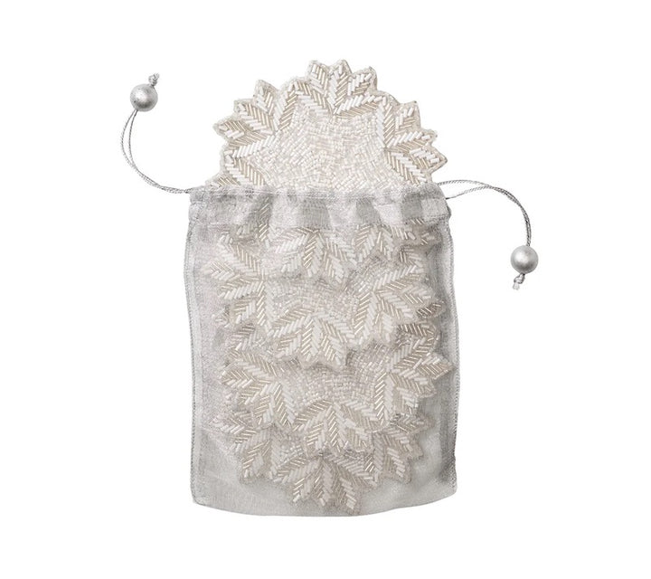 Winter Lace Drink Coasters in Silver & Crystal