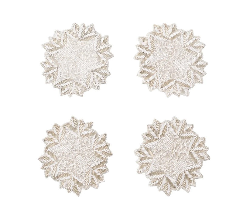 Winter Lace Drink Coasters in Silver & Crystal