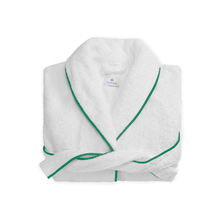 Matouk Cairo Robe White/Kelly Green