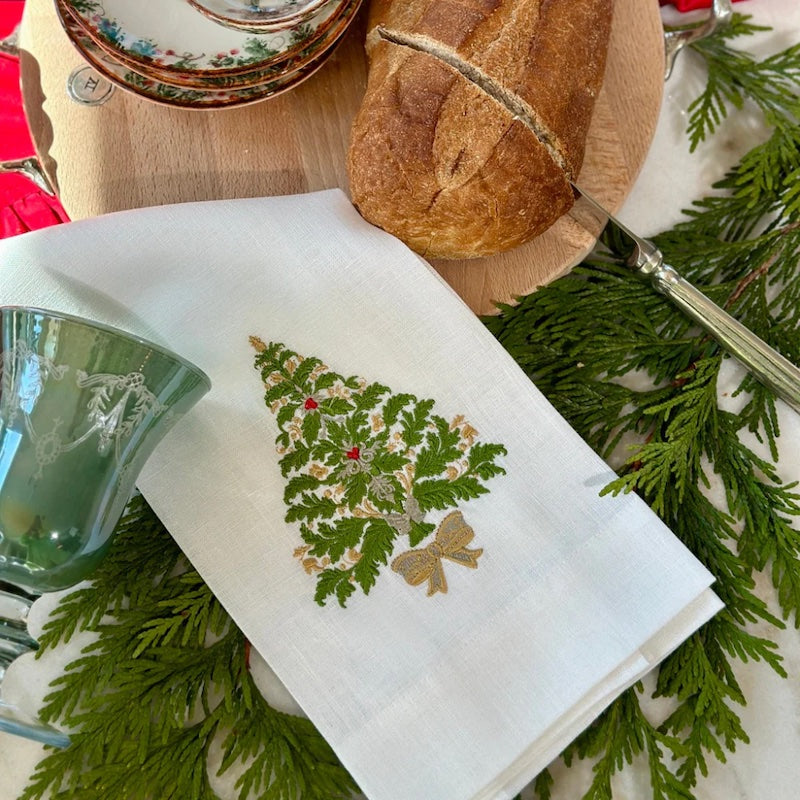 Italian Christmas Tree Linen Towel