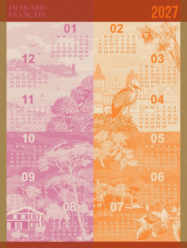 2027 Calendar Tea Towel
