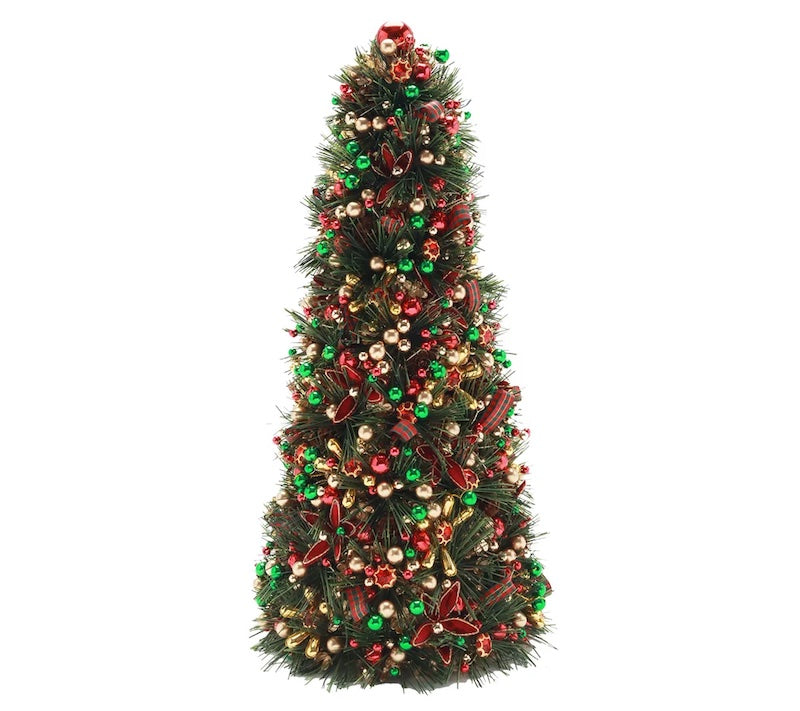 Tinsel Xmas Tree in Green, Red & Gold