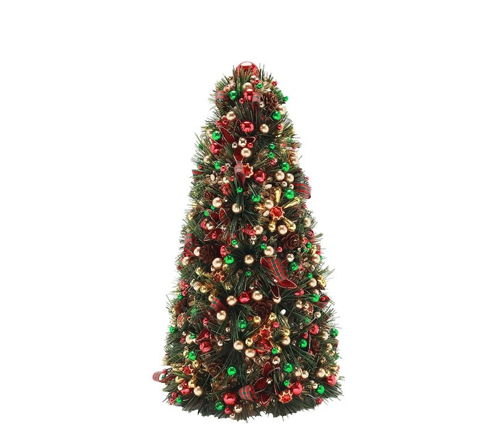 Tinsel Xmas Tree in Green, Red & Gold