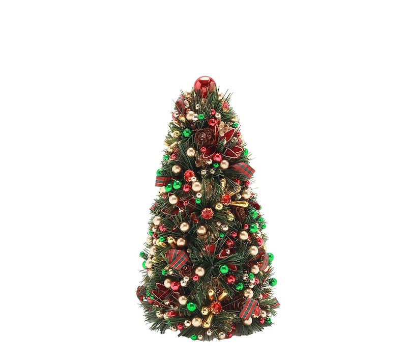 Tinsel Xmas Tree in Green, Red & Gold