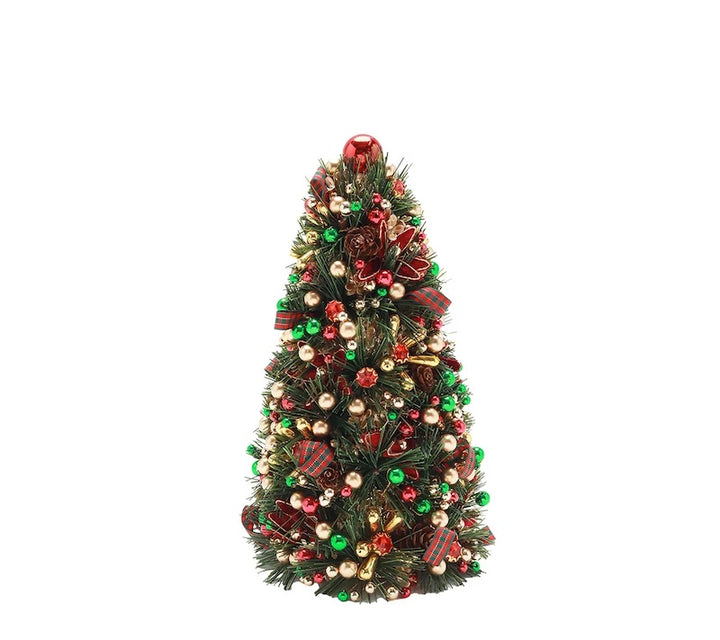 Tinsel Xmas Tree in Green, Red & Gold