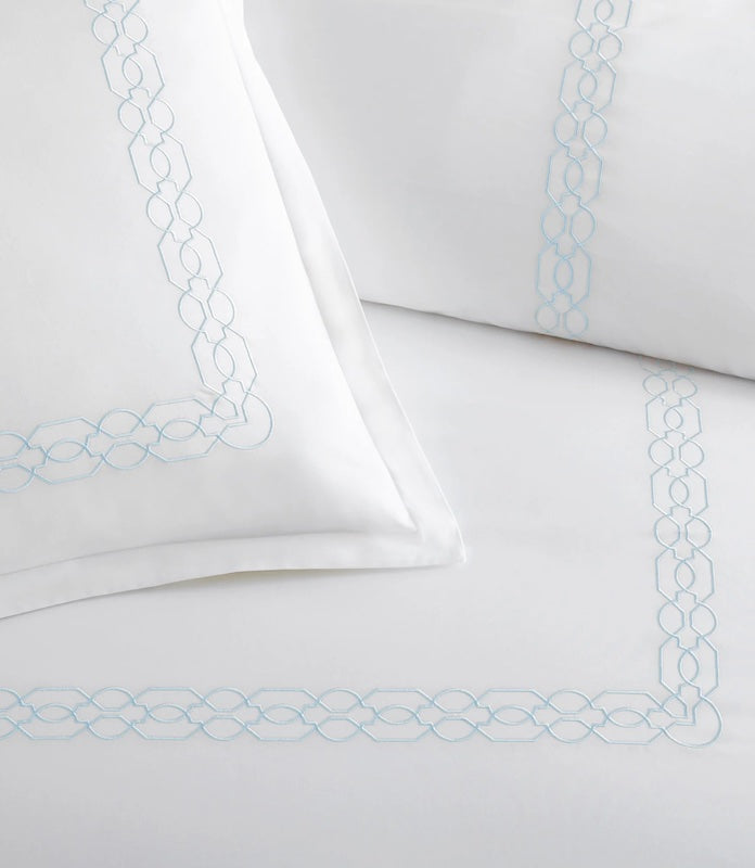 Filigree Embroidered Duvet Set Sky