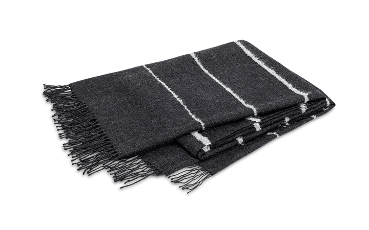 Matouk Amelia Stripe Throw Charcoal