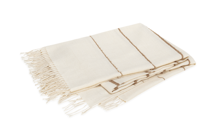 Matouk Amelia Stripe Throw Parchment