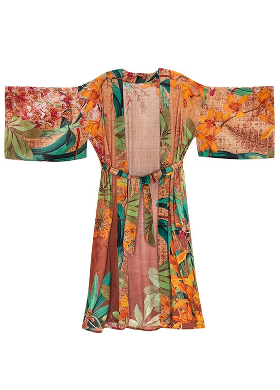 Botany Bliss Kimono Gown in Taupe