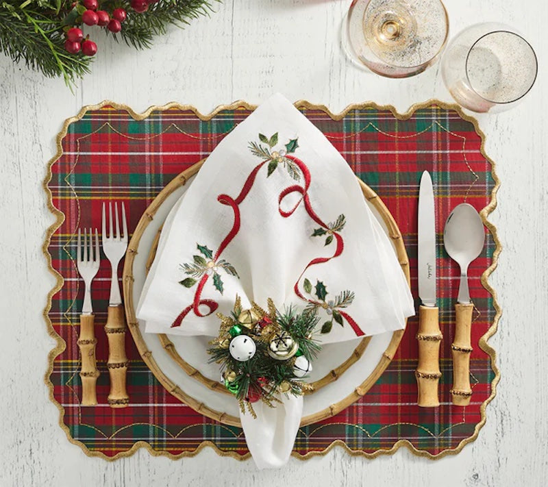 Jingle Bells Napkin Ring in Green, Red & Gold