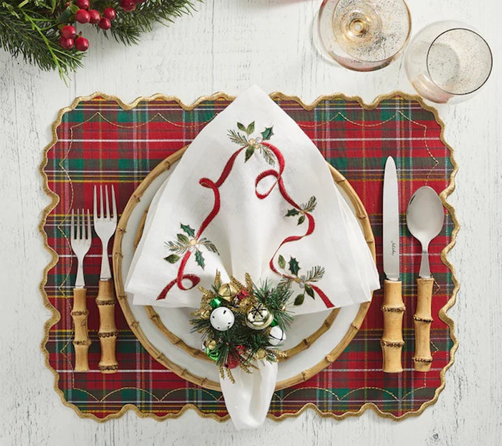 Jingle Bells Napkin Ring in Green, Red & Gold