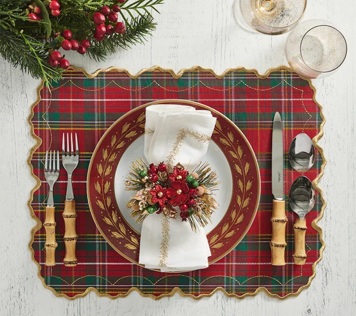 Xmas Carol Napkin Ring in Red, Green & Gold