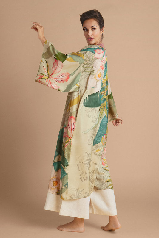 Delicate Tropics Kimono Gown - Sage