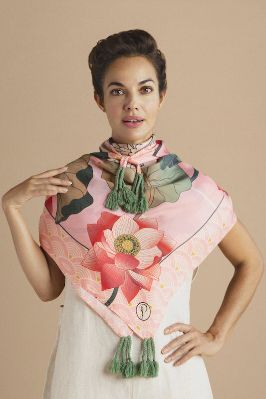 Tasseled Silk Crane at Sunrise in Petal Scarf