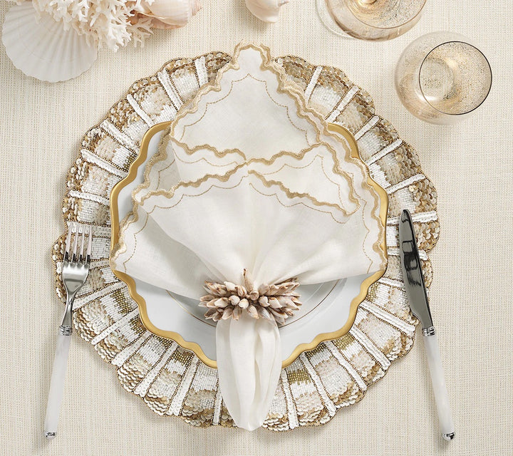 Arches Napkin White & Gold