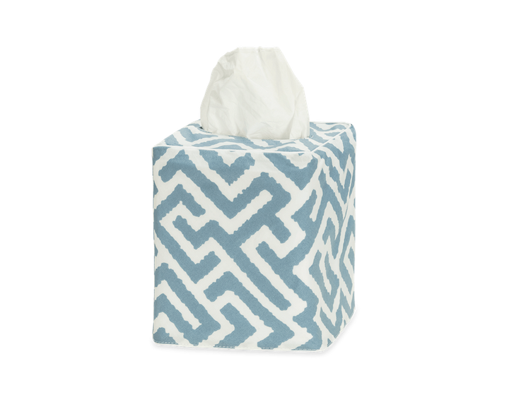 Matouk Schumacher Gabriel Tissue Box Cover Stony Blue