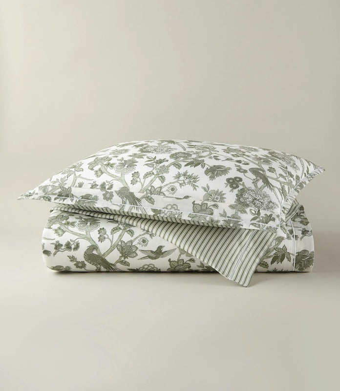 Highgrove Toile Reversible Duvet Set in Moss