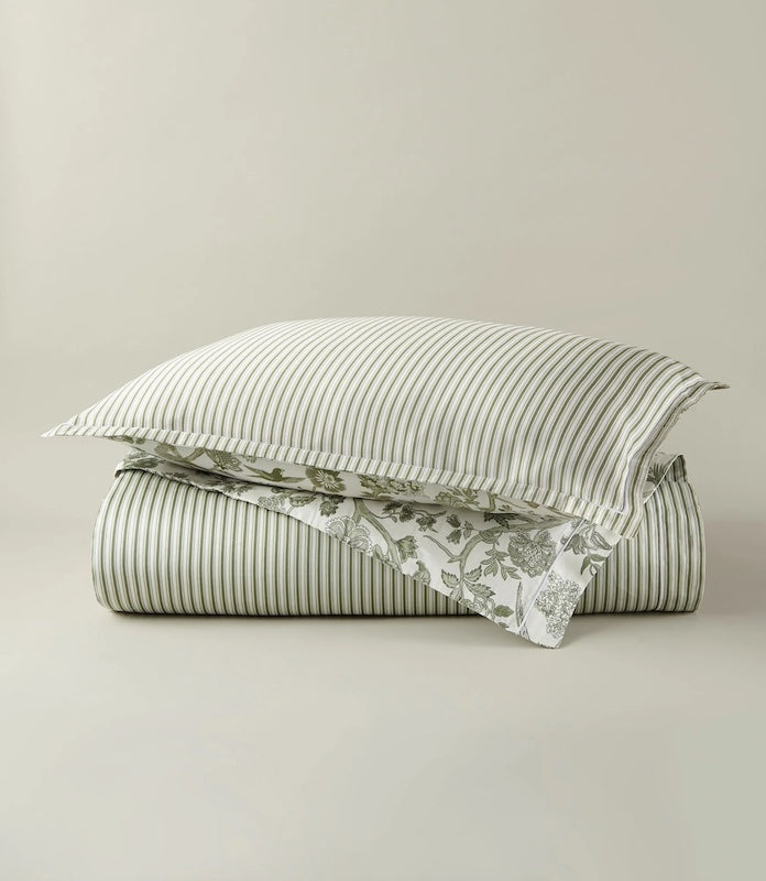 Highgrove Toile Reversible Duvet Set in Moss