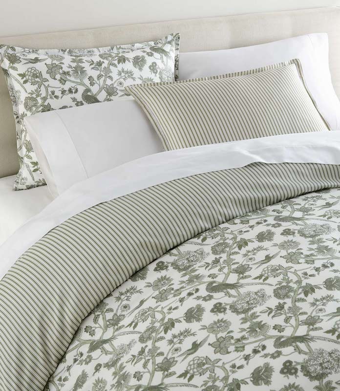 Highgrove Toile Reversible Duvet Set in Moss