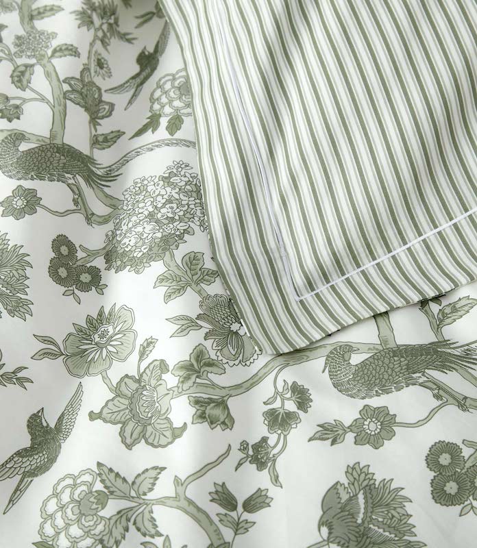 Highgrove Toile Reversible Duvet Set in Moss