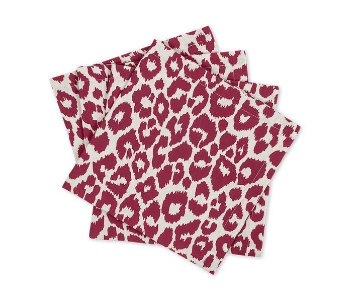 Matouk Schumacher Iconic Leopard Table Crimson
