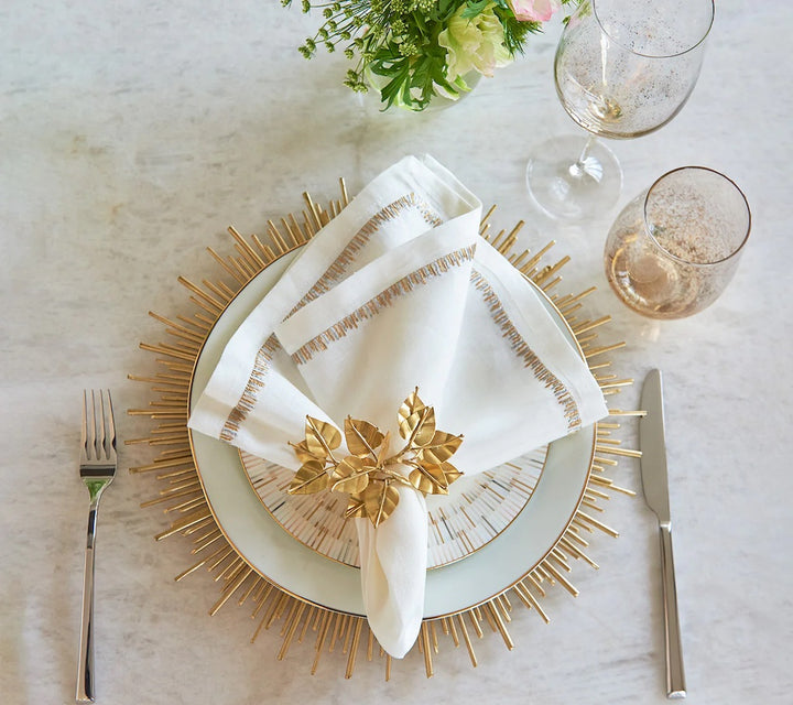 Filament Napkin in White/Gold/Silver