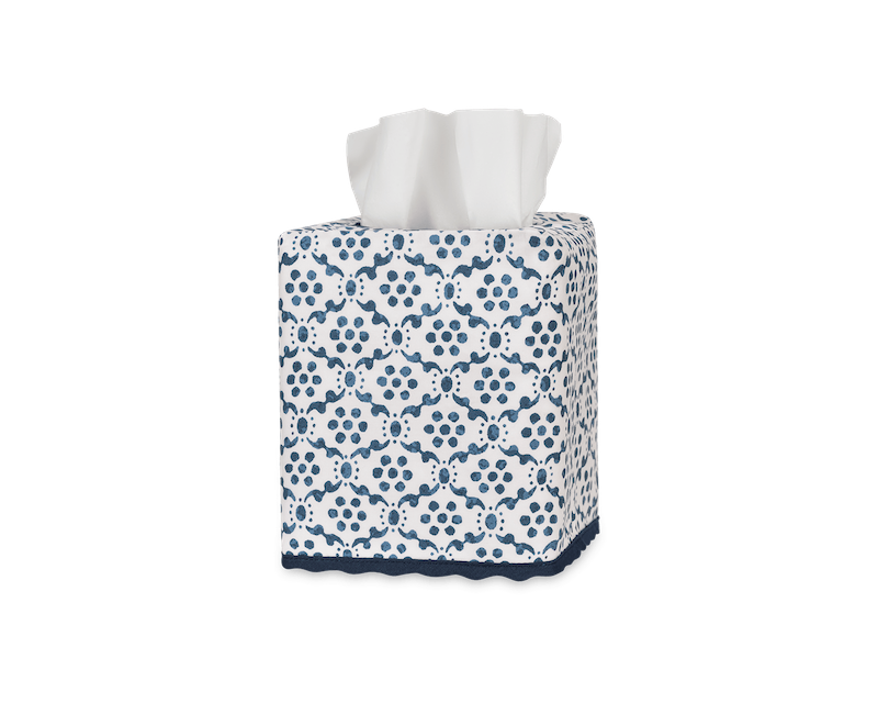 Matouk Laksha Tissue Box Cover Indigo
