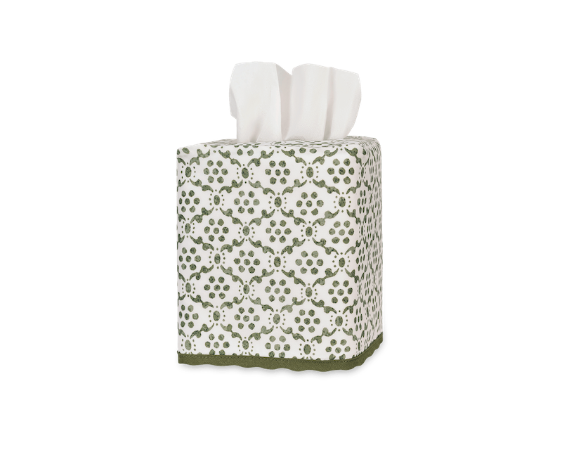 Matouk Laksha Tissue Box Cover Moss