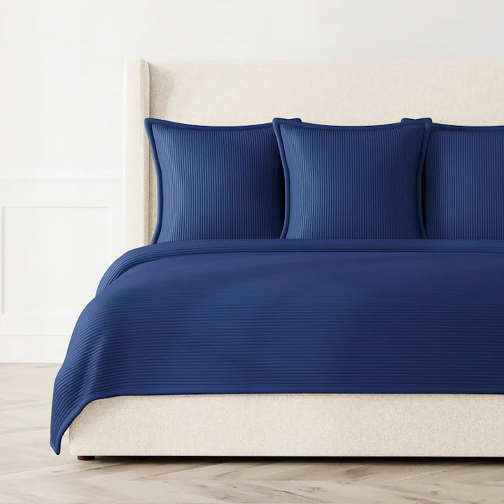 Linea Coverlet Set in Navy