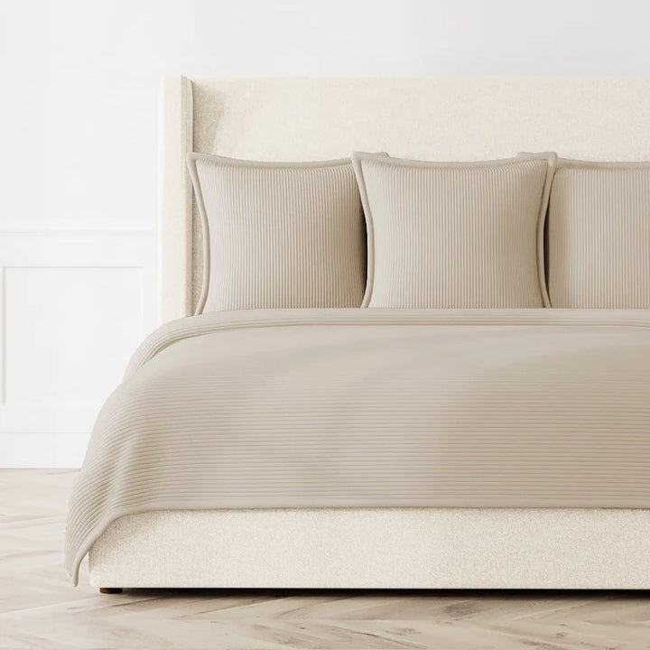 Linea Coverlet Set in Taupe