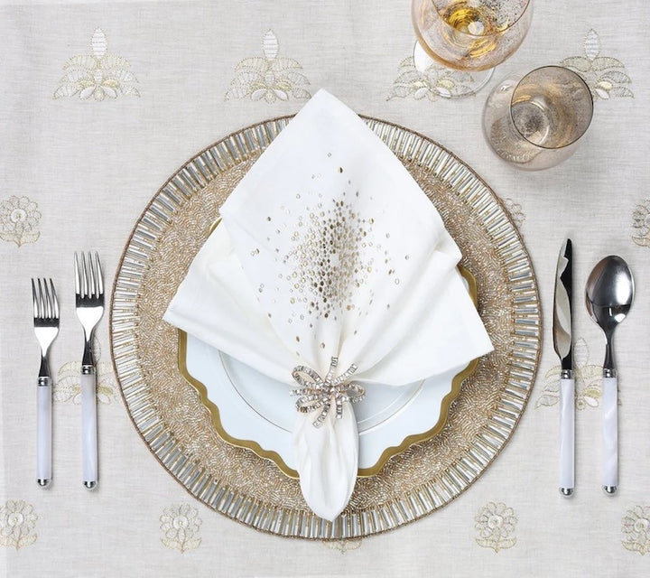 Jeweled Bow Napkin Ring in Gold & Crystal