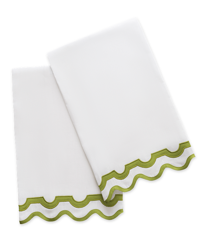 Matouk Mirasol Guest Towels White/Grass