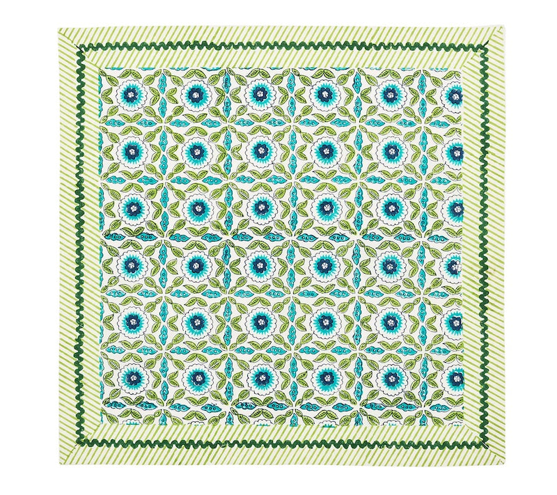 Majorelle Napkin in White, Blue & Green