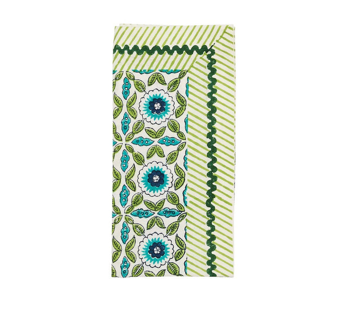 Majorelle Napkin in White, Blue & Green