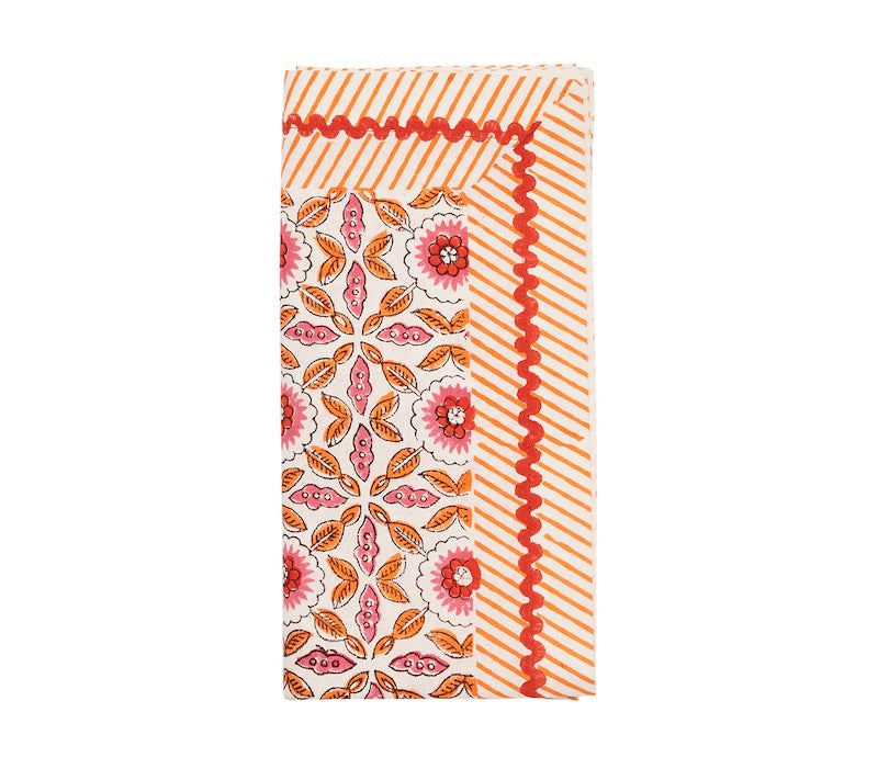 Majorelle Napkin in White, Pink & Orange