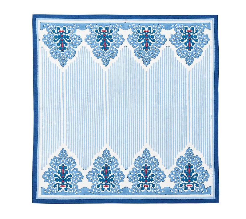 Filigree Napkin in White & Blue