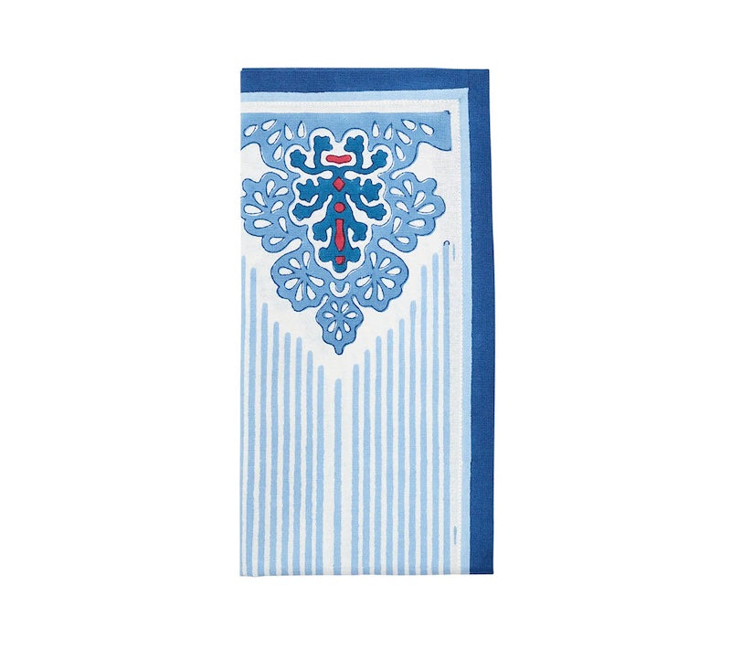 Filigree Napkin in White & Blue