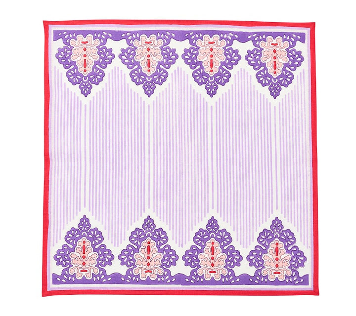Filigree Napkin in White, Lilac & Coral